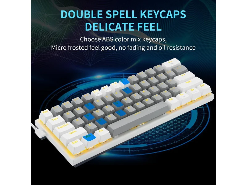 E-Yooso Z-11 Single Light RGB 61 Keys Hot Swappable Mechanical Keyboard Gray/White (Red Switch)