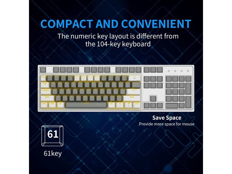 E-Yooso Z-11 Single Light RGB 61 Keys Hot Swappable Mechanical Keyboard Gray/White (Red Switch)