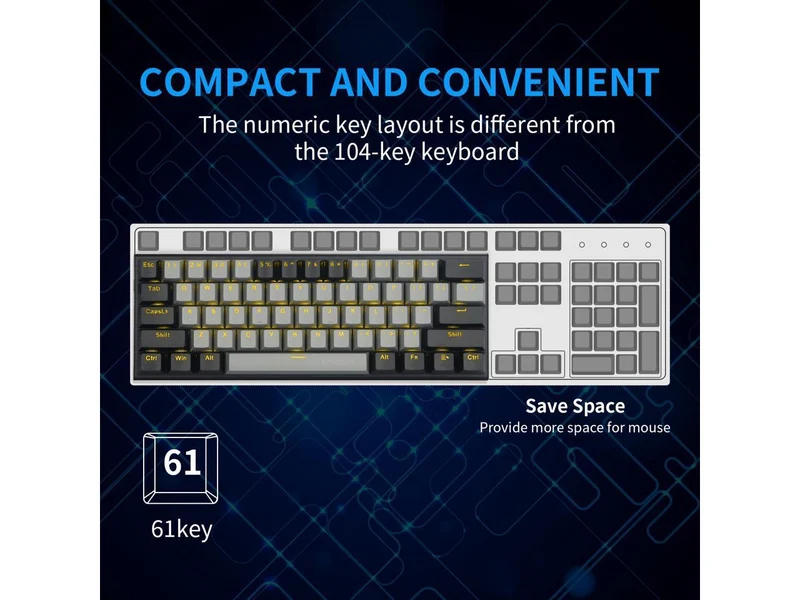 E-YOOSO Z-11 Single Light RGB 61 Keys Hot Swappable Mechanical Keyboard Gray/Black (Red Switch)