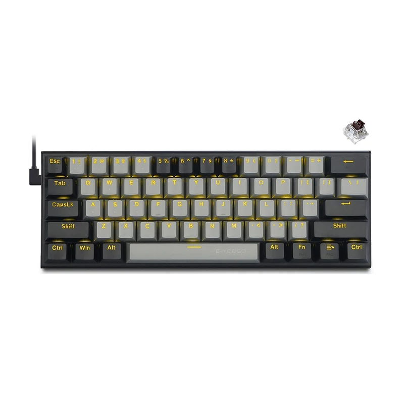 E-Yooso Z-11 Single Light 61 Keys Hot Swappable Mechanical Keyboard Black/Gray (Brown Switch)