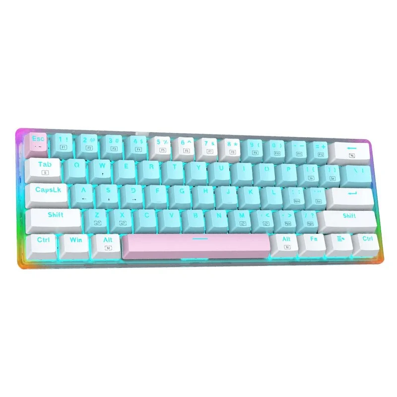 E-Yooso Z-11T Single Light With RGB Side Light 61 Keys Mechanical Keyboard Blue/White (Red Switch)