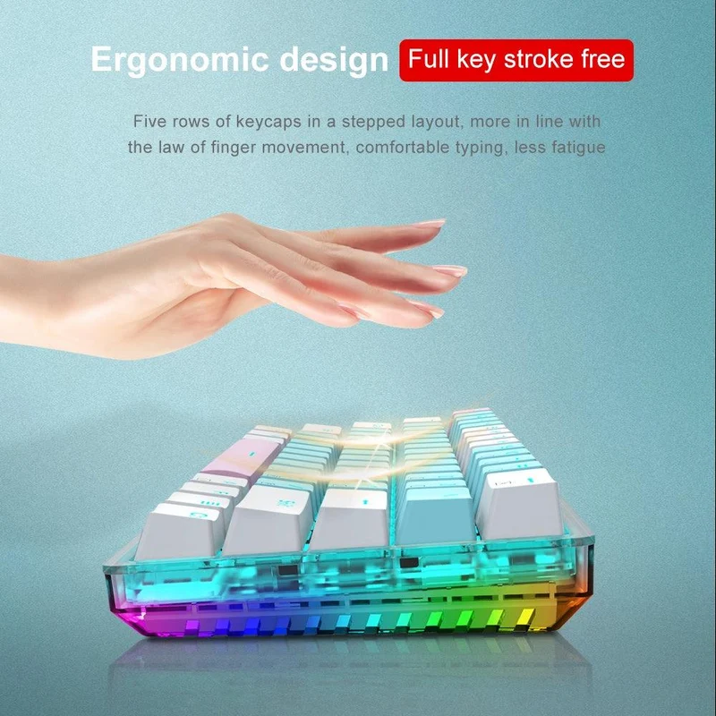 E-Yooso Z-11T Single Light With RGB Side Light 61 Keys Mechanical Keyboard Blue/White (Red Switch)