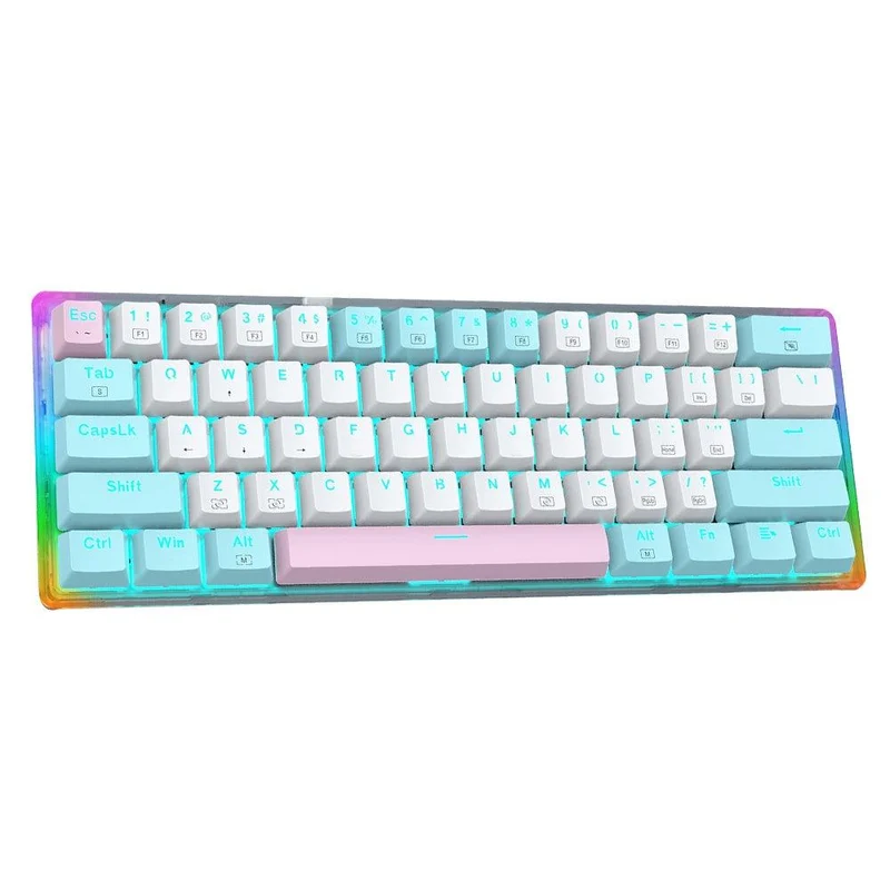 E-Yooso Z-11T Single Light With RGB Side Light 61 Keys Mechanical Keyboard White/Blue (Blue Switch)