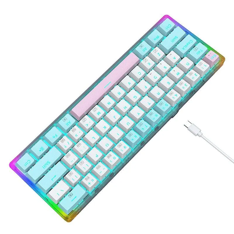 E-Yooso Z-11T Single Light With RGB Side Light 61 Keys Mechanical Keyboard White/Blue (Blue Switch)