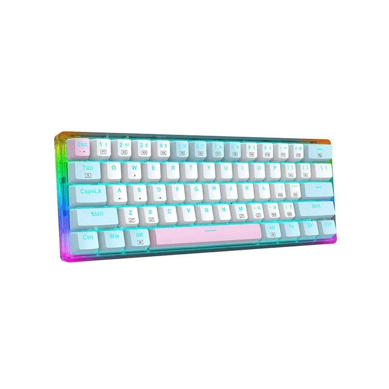 E-Yooso Z-11T Single Light With RGB Side Light 61 Keys Mechanical Keyboard White/Blue (Blue Switch)