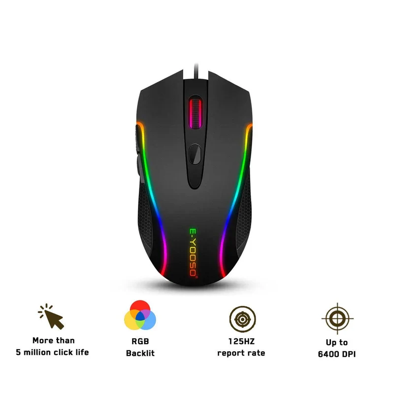 E-Yooso X-7 RGB Ergonomic Gaming Mouse (Black)