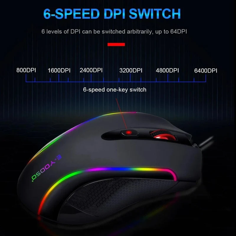 E-Yooso X-7 RGB Ergonomic Gaming Mouse (Black)