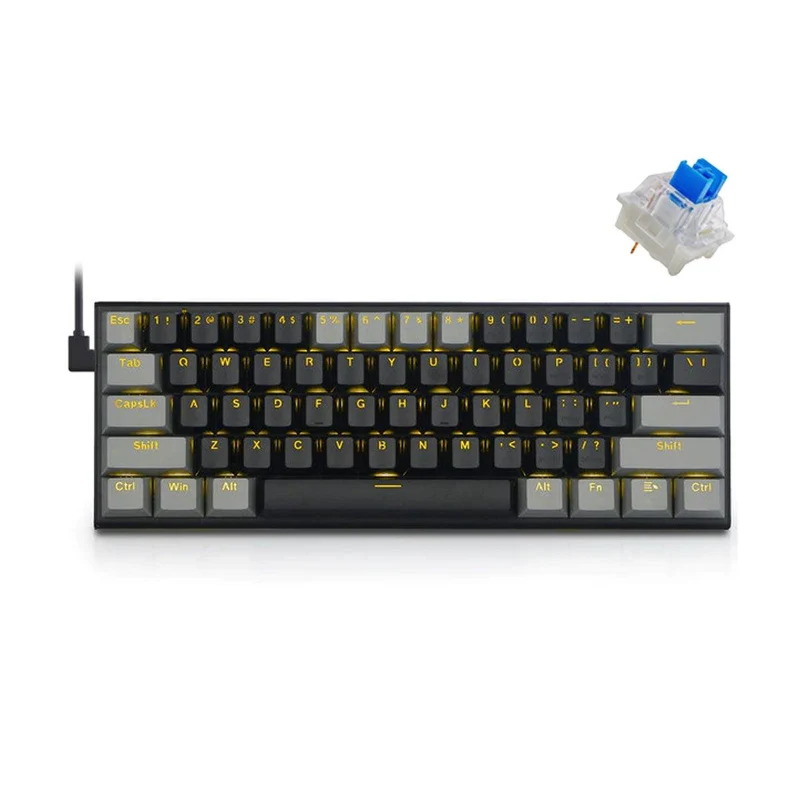 E-Yooso Z-11 Single Light RGB 61 Keys Hot Swappable Mechanical Keyboard Black/Gray (Blue Switch)