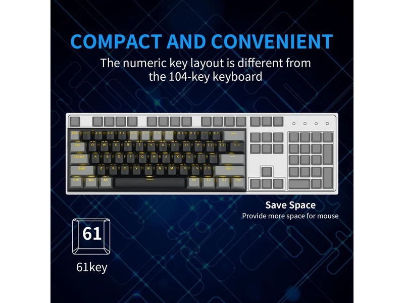 E-Yooso Z-11 Single Light RGB 61 Keys Hot Swappable Mechanical Keyboard Black/Gray (Blue Switch)