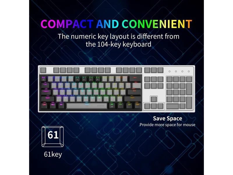 E-YOOSO Z-11 RGB 61 Keys Hot Swappable Mechanical Keyboard Gray/Black (Red Switch)