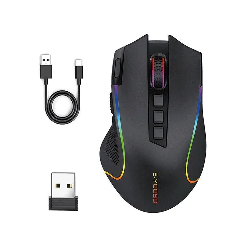 E-Yooso X-11 RGB Ergonomic Wireless Gaming Mouse (Black)