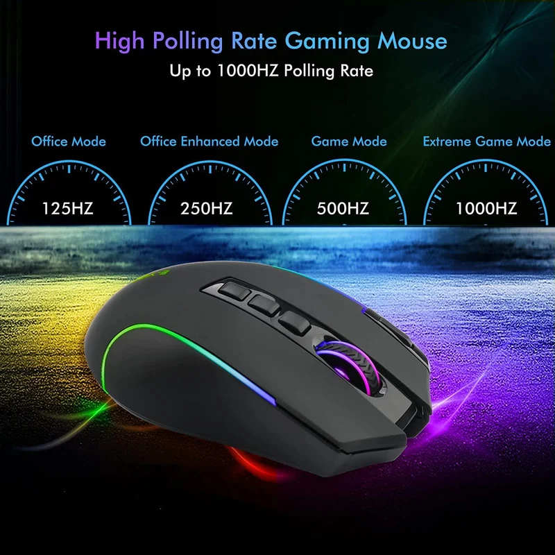 E-Yooso X-11 RGB Ergonomic Wireless Gaming Mouse (Black)