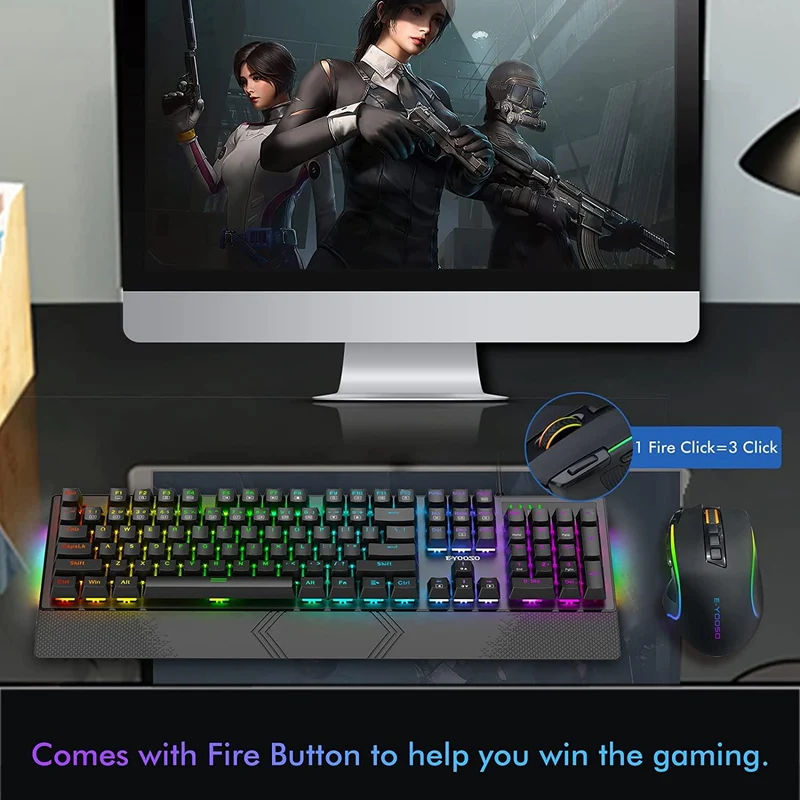 E-Yooso X-11 RGB Ergonomic Wireless Gaming Mouse (Black)