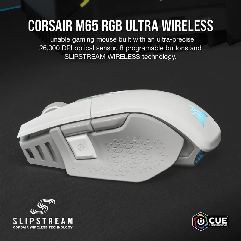 CORSAIR M65 RGB Ultra Wireless Tunable FPS Gaming Mouse (White) (CH-9319511-AP2)