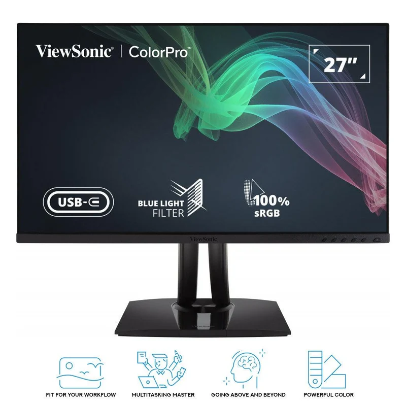 VIEWSONIC VP2756-2K 27" 2K QHD Pantone Validated 100% SRGB & Factory Pre-Calibrated Monitor With 60W USB-C