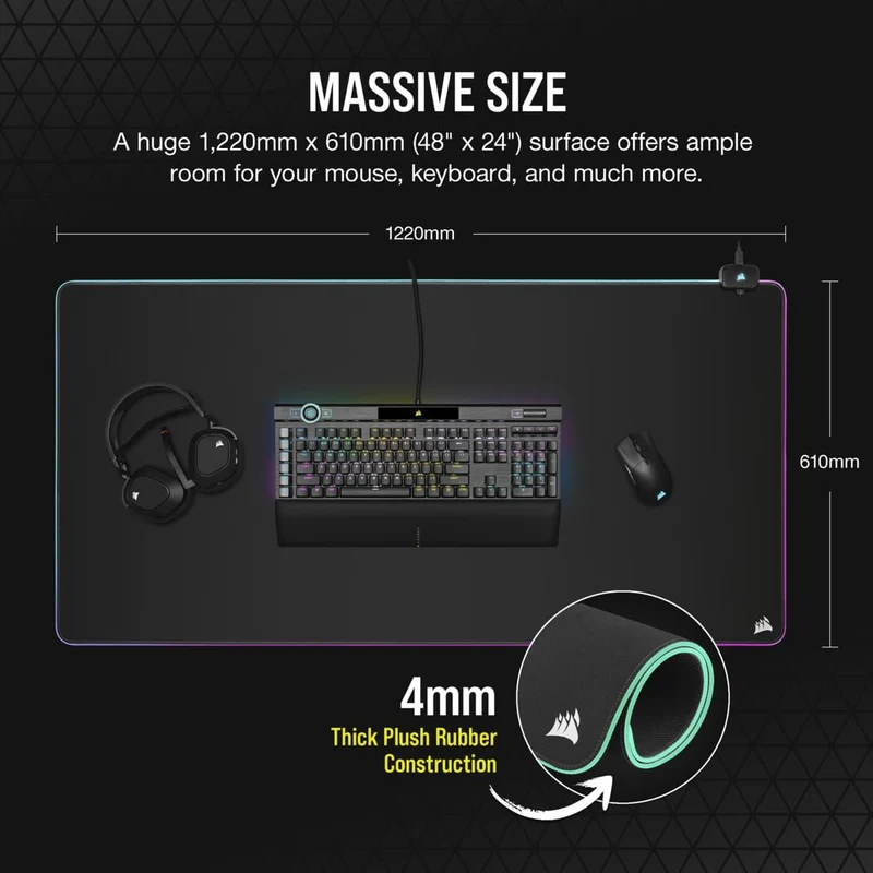 Corsair MM700 RGB Extended 3XL Cloth Gaming Mouse Pad/Desk Mat