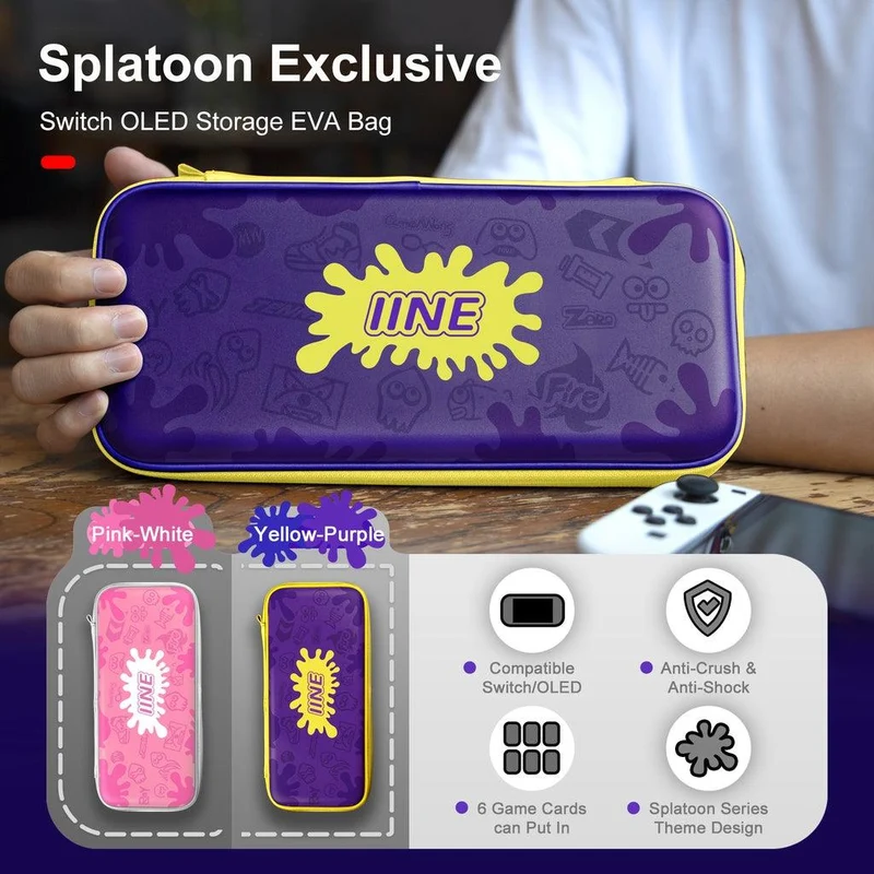 NSW IINE Storage Bag For N-Switch / N-Switch OLED (Splatoon 3 Purple/Yellow) (L711)