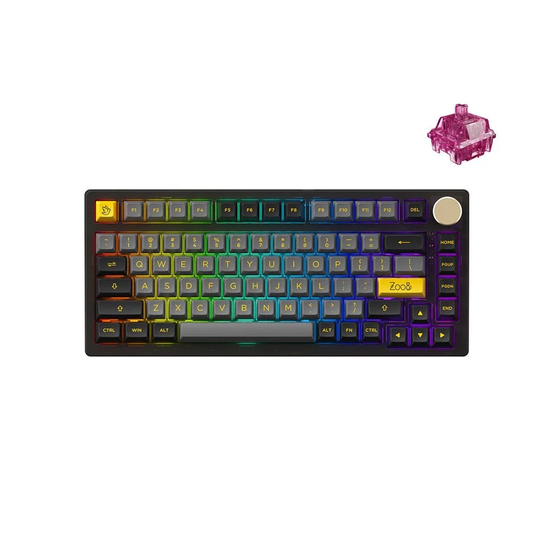AKKO PC75B Plus V2 Black & Gold RGB Mechanical Keyboard (Akko CS Crystal Wine Red)