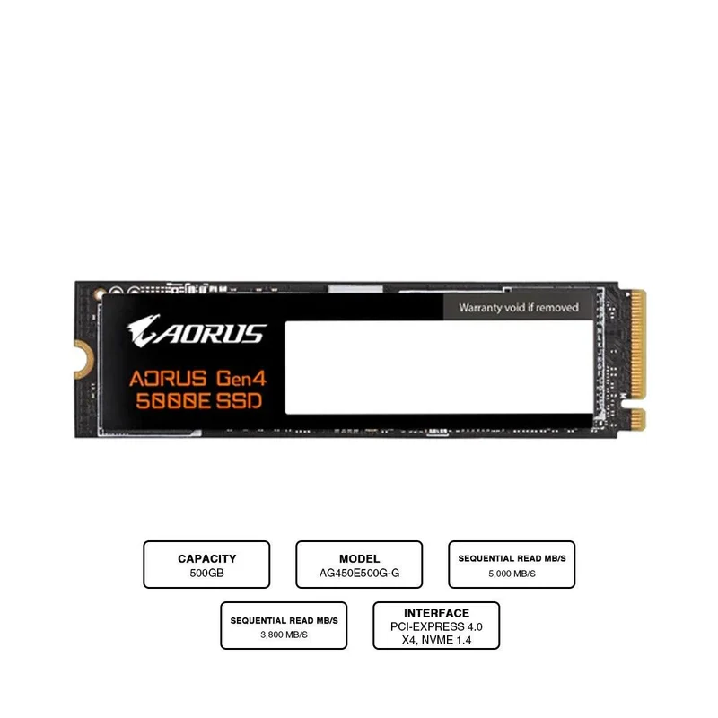 Gigabyte Aorus 500GB Gen4 5000E NVME M.2 PCIE X4 SSD (AG450E500G-G)