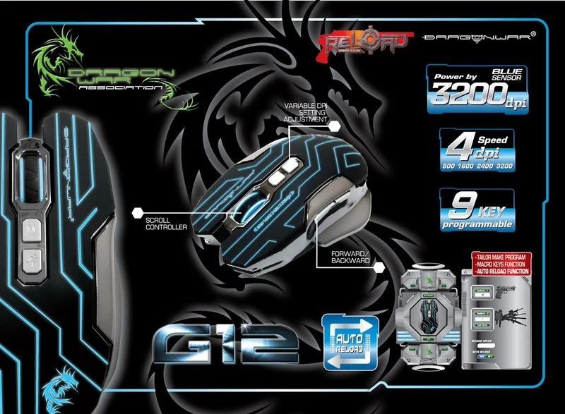 Elephant Dragonwar Reload Gaming Mouse Black (ELE-G12-BLACK)