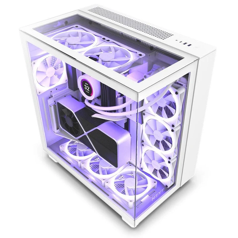 NZXT H9 Elite Premium Dual-Chamber Mid-Tower Airflow Case (Matte White) (CM-H91EW-01)