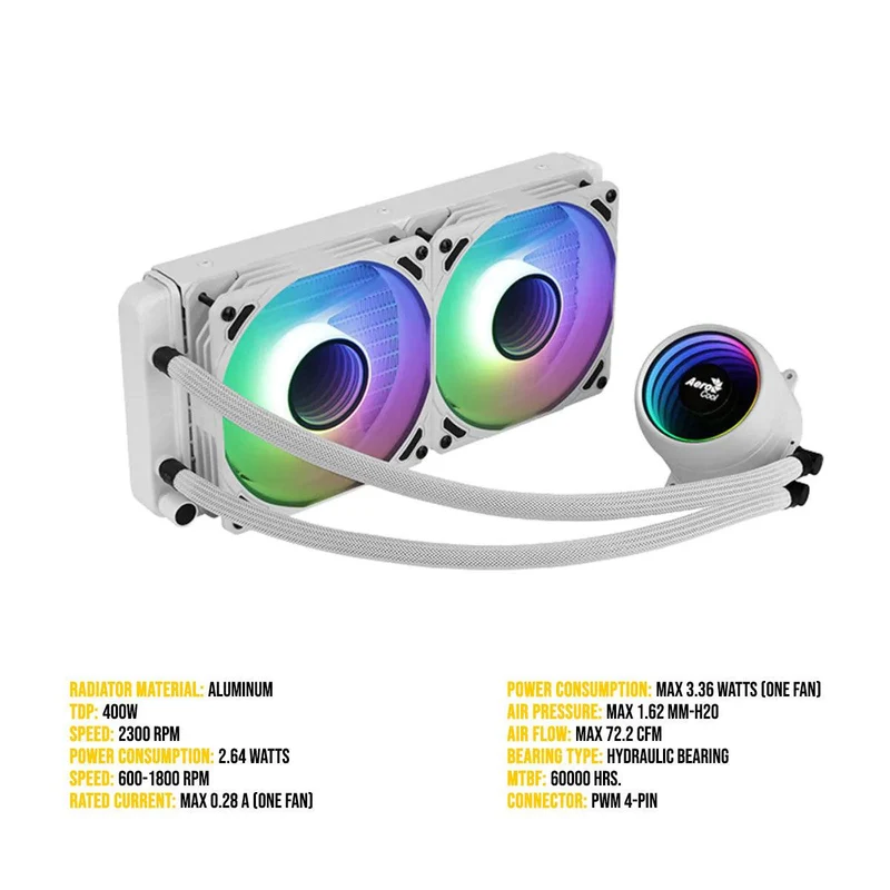 Aerocool Mirage L240 240MM ARGB Liquid Cpu Cooler (White)