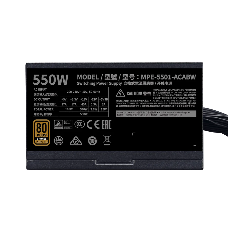 Cooler Master MWE 550W Bronze V2 230V Power Supply