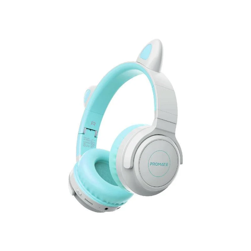 Promate Panda Kidsafe Kawaii Style Wireless Kids Headphone (Aqua)