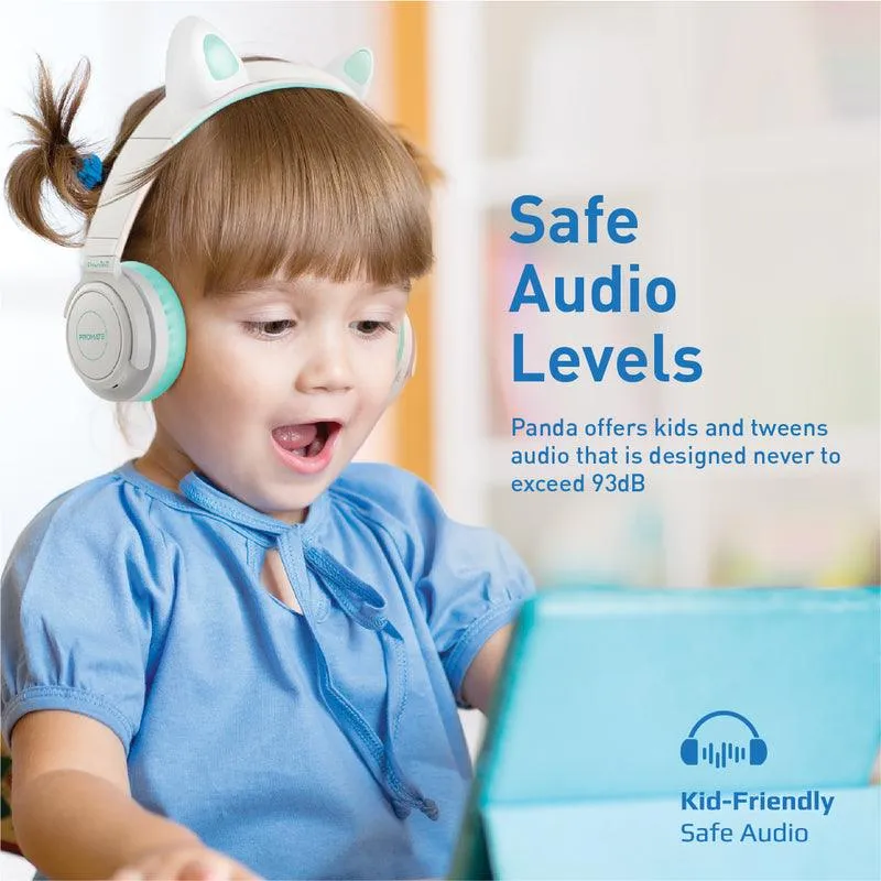 Promate Panda Kidsafe Kawaii Style Wireless Kids Headphone (Aqua)