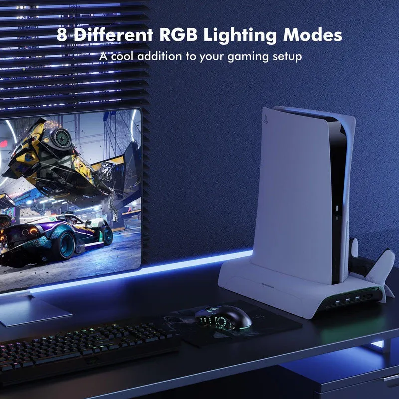 Kiwihome RGB Cooling Stand With Dual Controller Charger For PS5 (PB01/WHITE/HJT-422)