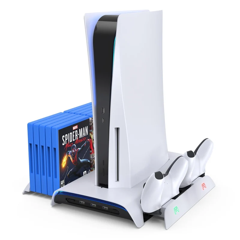 Kiwihome RGB Cooling Stand With Dual Controller Charger For PS5 (PB01/WHITE/HJT-422)