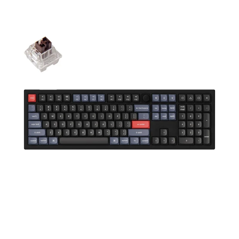Keychron V6 QMK Custom Mechanical Knob Version Keyboard - Carbon Black (K Pro Brown Switch) (V6D3)