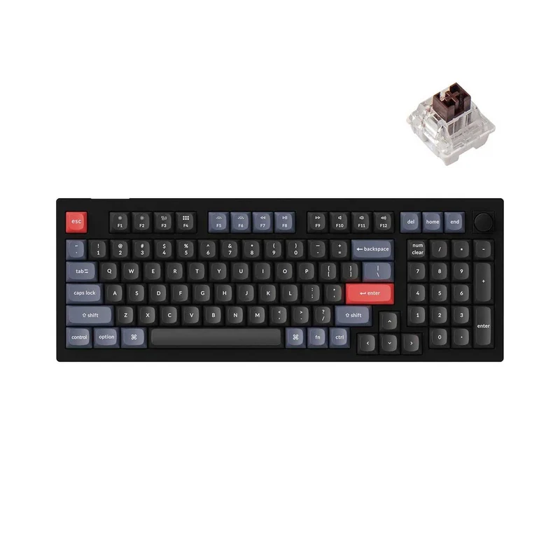 Keychron V5 QMK Custom Mechanical Knob Version Hot-Swappable RGB Keyboard - Carbon Black (K Pro Brown Switch) (V5D3)