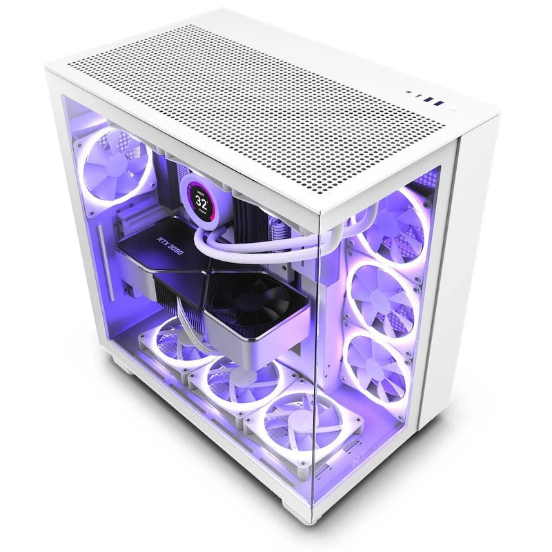 NZXT H9 Flow Dual-Chamber Mid-Tower Airflow Case (Matte White) (CM-H91FW-01)