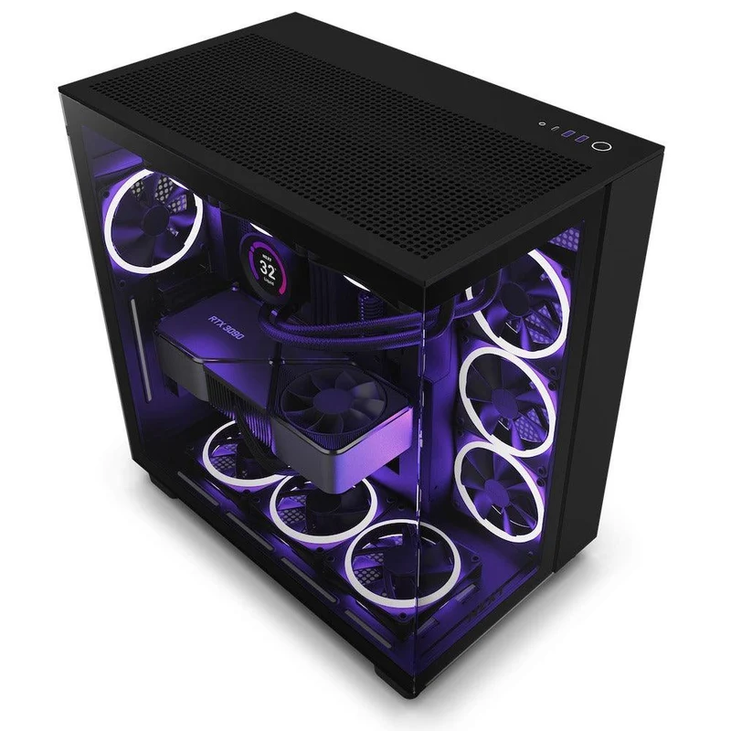 NZXT H9 Flow Dual-Chamber Mid-Tower AirFlow Case (Matte Black) (CM-H91FB-01)