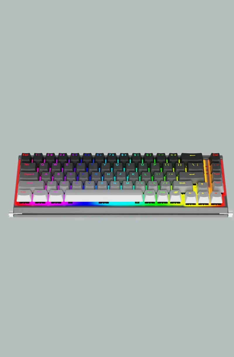 Redragon Shaco 60% Aluminum RGB Mechanical Keyboard With Tablet/Cellphone Stand & Palm Rest (Dust-Proof Outemu Red Switch) (Grey White) (K641G-GW-RGB)