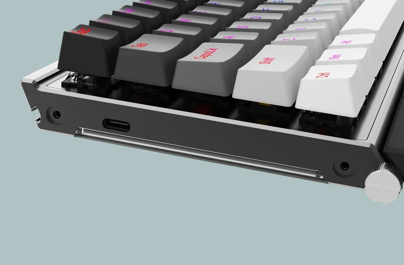 Redragon Shaco 60% Aluminum RGB Mechanical Keyboard With Tablet/Cellphone Stand & Palm Rest (Dust-Proof Outemu Red Switch) (Grey White) (K641G-GW-RGB)
