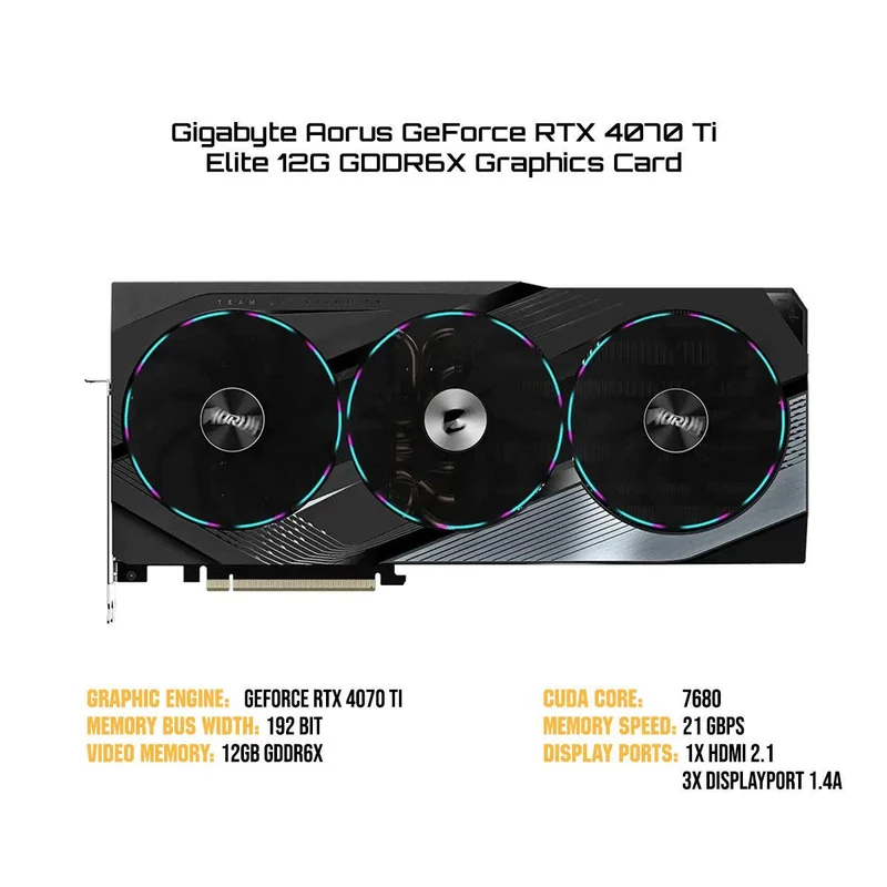 Gigabyte Aorus GeForce RTX 4070 Ti Elite 12G GDDR6X Graphics Card