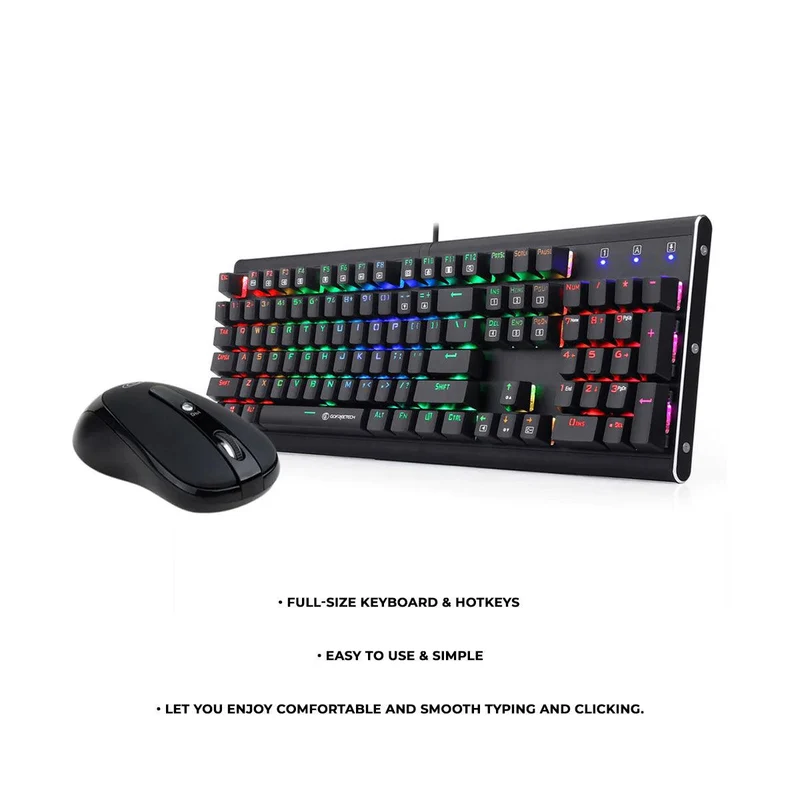 Gofreetech MK700 104-KEYS RGB Mechanical Gaming Keyboard (Brown Switch) + GFT M006 Wireless Optical Mouse Bundle