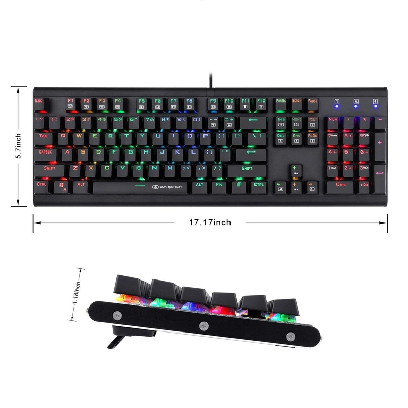 Gofreetech MK700 104-KEYS RGB Mechanical Gaming Keyboard (Brown Switch) + GFT M006 Wireless Optical Mouse Bundle