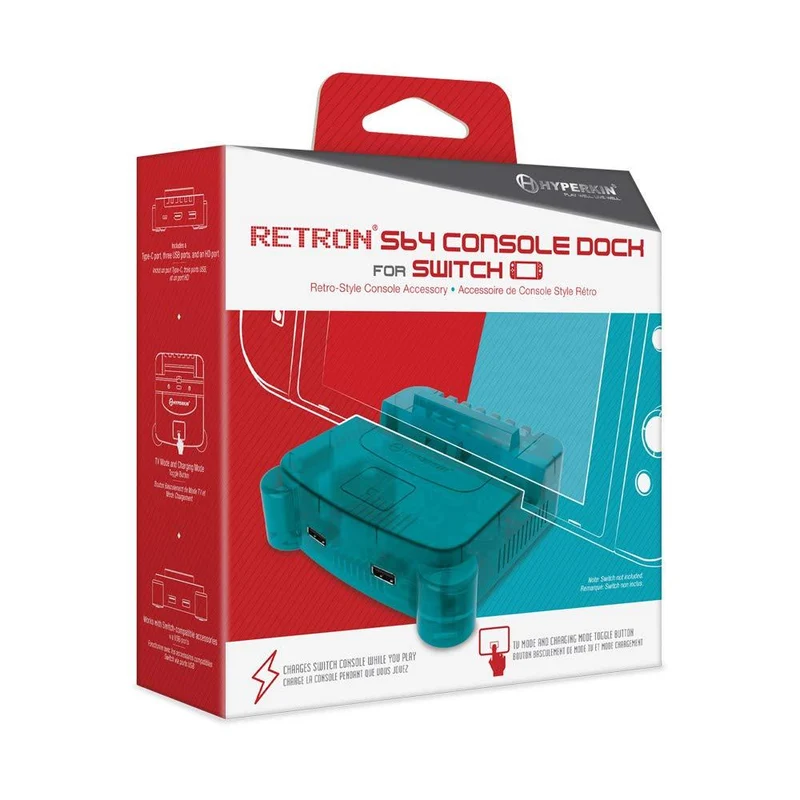 NSW Hyperkin Retron S64 Console Dock For Switch Translucent Blue (M07390-TQ)