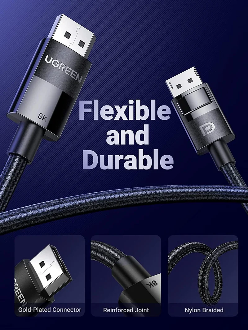 UGREEN DP 1.4 Male To Male Plastic Case Braided Cable 2M (DP114/80392)