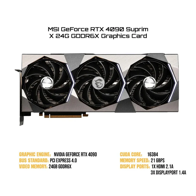 MSI GeForce RTX 4090 Suprim X 24G GDDR6X Graphics Card