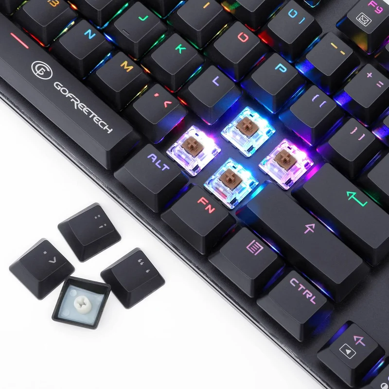 Gofreetech MK600 87-KEYS RGB Mechanical Gaming Keyboard (Brown Switch) + GFT M006 Wireless Optical Mouse Bundle