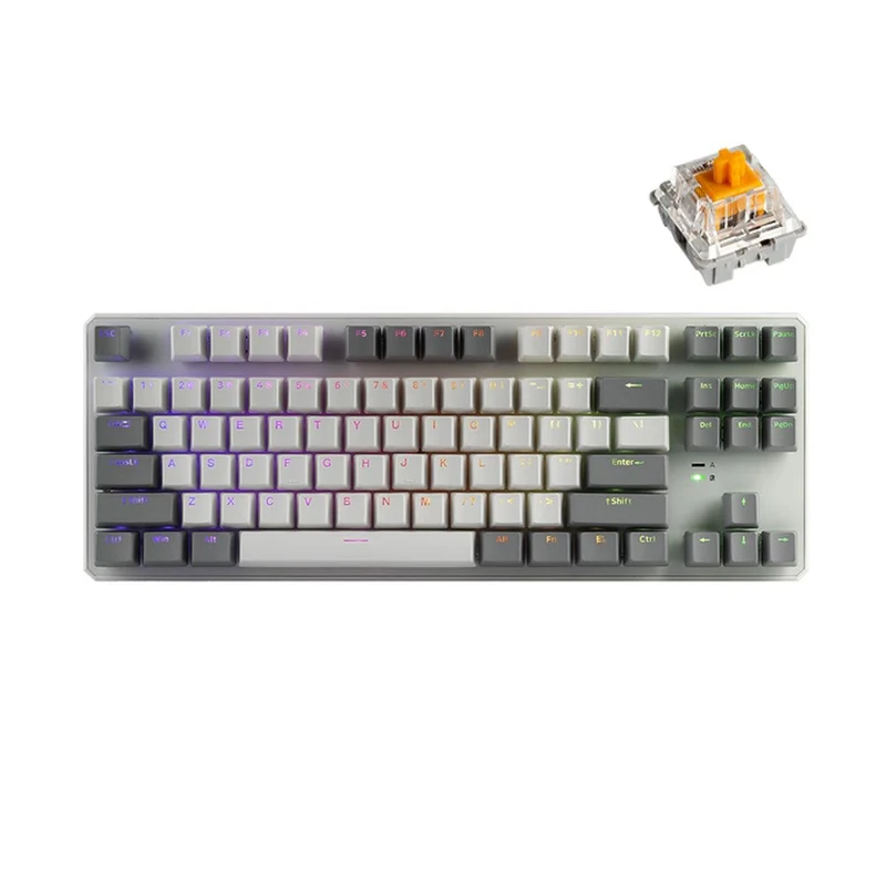Tecware Phantom+ Elite 87-Keys RGB Wireless/Wired White Mechanical Keyboard (Pre-Lubed Wraith Orange Tactile Switches)