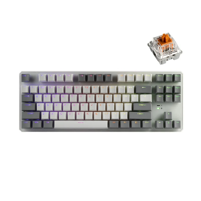 Tecware Phantom+ Elite 87-Keys RGB Wireless/Wired White Mechanical Keyboard (Pre-Lubed Wraith Brown Tactile Switches)