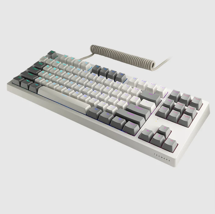 Tecware Phantom+ Elite 87-Keys RGB Wireless/Wired White Mechanical Keyboard (Pre-Lubed Wraith Red Linear Switches)