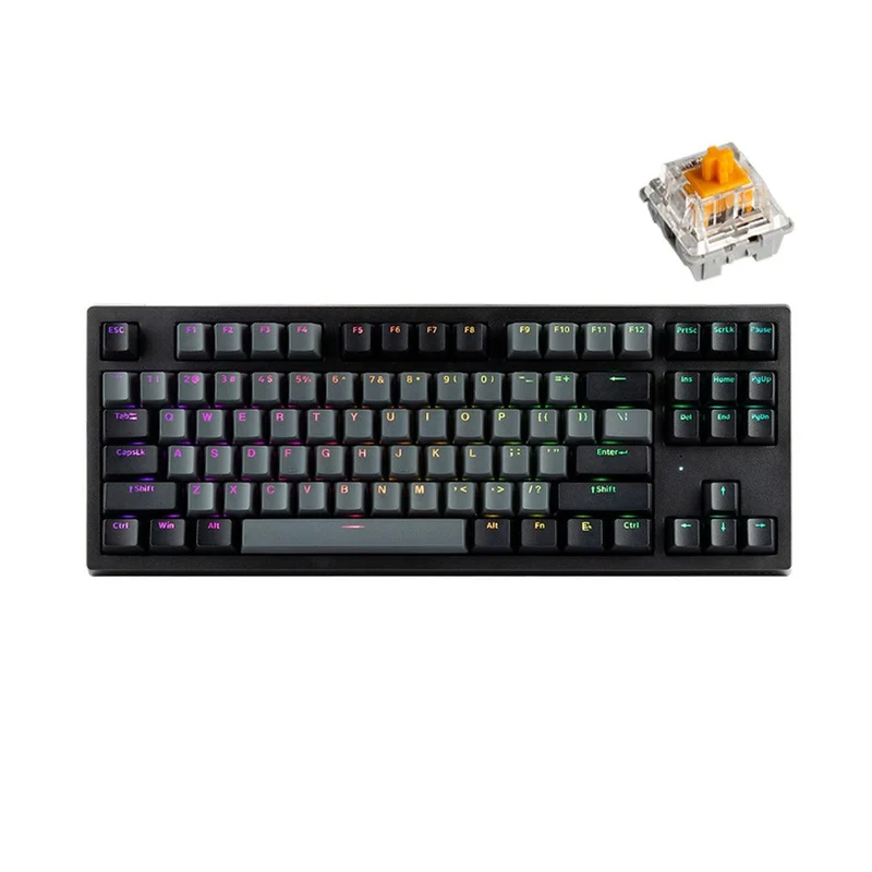 Tecware Phantom+ Elite 87-Keys RGB Wireless/Wired Black Mechanical Keyboard (Pre-Lubed Wraith Orange Tactile Switches)