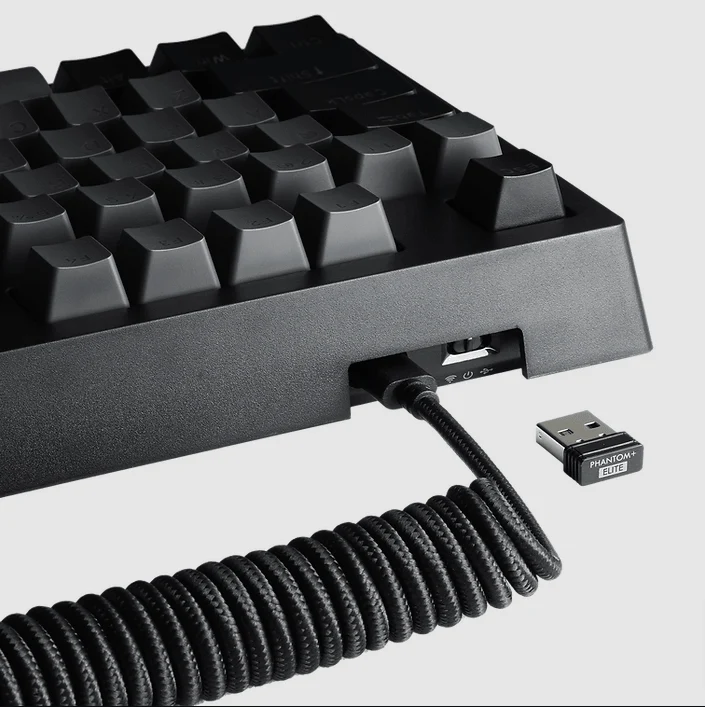 Tecware Phantom+ Elite 87-Keys RGB Wireless/Wired Black Mechanical Keyboard (Pre-Lubed Wraith Orange Tactile Switches)