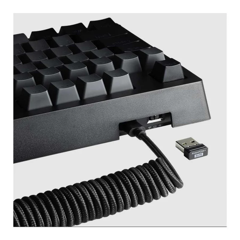 Tecware Phantom+ Elite 87-Keys RGB Wireless/Wired Black Mechanical Keyboard (Pre-Lubed Wraith Pink Linear Switches)